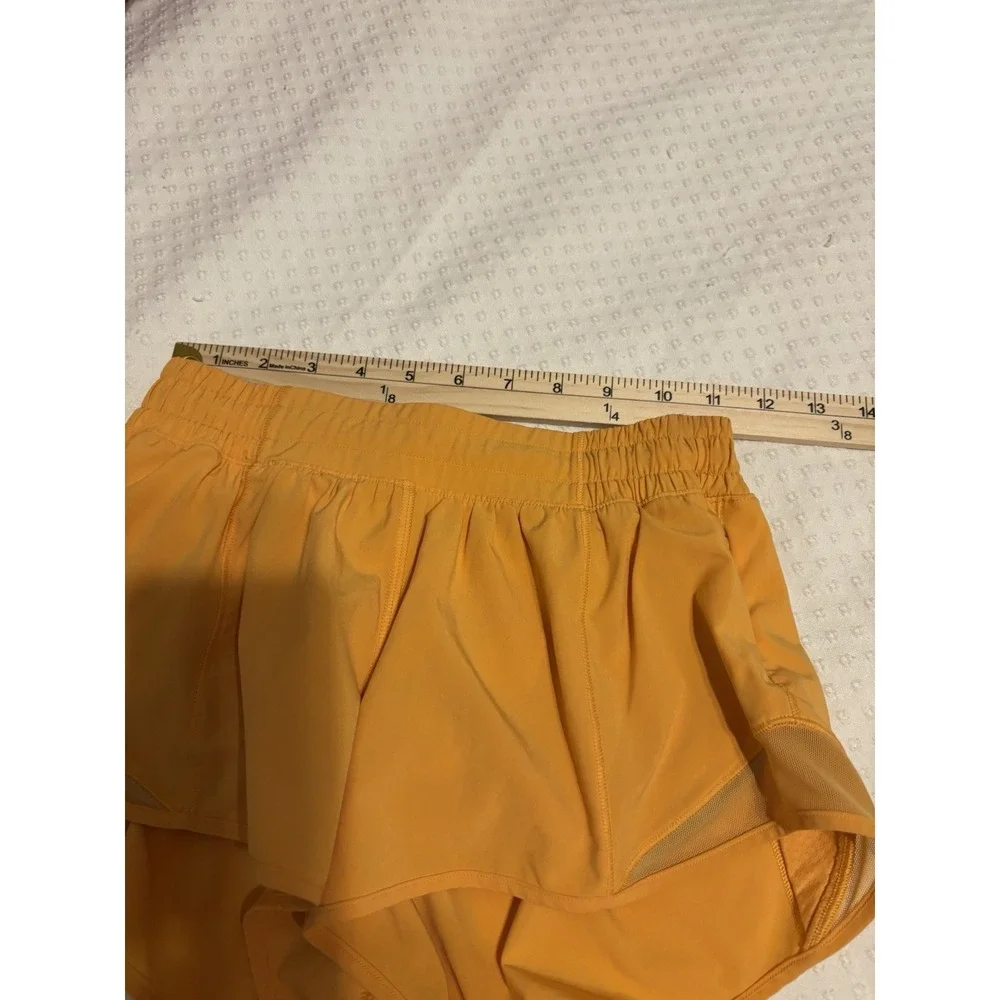 lululemon Yellow Women's Mesh Running Shorts Pull On Elastic Waist Pockets